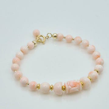 Koraal - Zilver, Verguld - Armband - Roze koraal, Antiek en Kunst