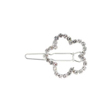 Haarspeld Haarclip 2.5cm - Bloem Strass Steentjes - Zilver, Nieuw