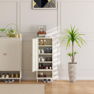Schoenenkast Coleraine met open vak 115x43x35 cm cremewit [e, Huis en Inrichting, Kasten | Schoenenkasten, Verzenden, Nieuw