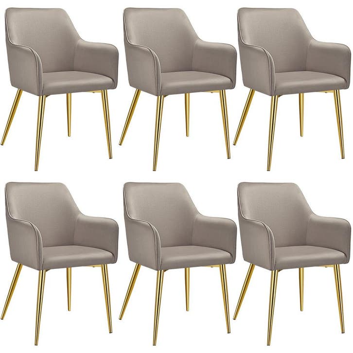 Eetkamerstoel Avane, fluweellook, gestoffeerd - taupe, Set v, Huis en Inrichting, Stoelen, Verzenden