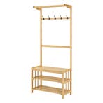 [en.casa] Schoenenrek Tornio met kapstok bamboe 168x70x35 cm, Huis en Inrichting, Kasten | Kledingkasten, Verzenden, Nieuw