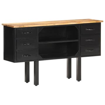 vidaXL Dressoir 110x30x65 cm massief ruw mangohout en staal, 100 tot 150 cm, Verzenden, Nieuw, 25 tot 50 cm