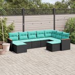 vidaXL 9-delige tuinbankset met kussens van zwart polyrotan, Verzenden, Nieuw