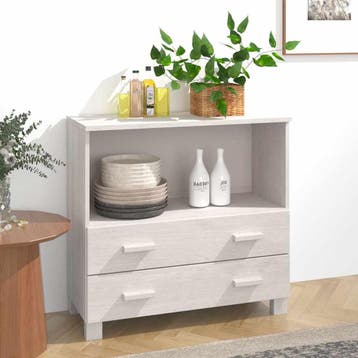 vidaXL Dressoir HAMAR 85x35x80 cm massief grenenhout wit, Verzenden, Nieuw, 50 tot 100 cm, Grenenhout
