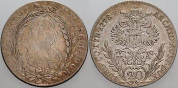20 Kreuzer 1778 Vcs Hall Haus Habsburg Maria Theresia 174..., Verzenden