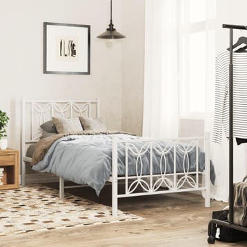 vidaXL Bedframe met hoofd- en voeteneinde metaal wit 80x200, Huis en Inrichting, Slaapkamer | Bedden, Eenpersoons, Verzenden, Wit