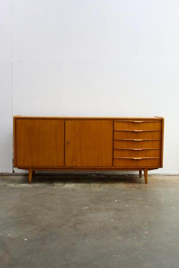 Jaren 60 dressoir, sideboard, licht hout, Nieuw