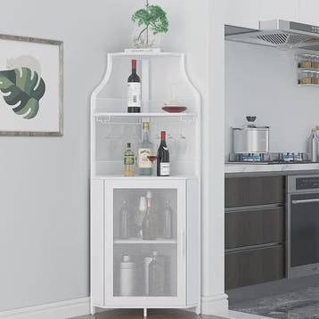 Industriële Hoekbar Kast met Wijnrek, Glazenhouder en Gaasde, Huis en Inrichting, Verzenden, Nieuw