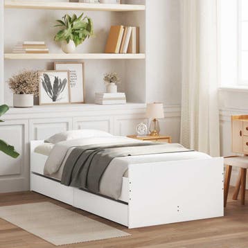 vidaXL Bedframe Wit Bewerkt hout, Verzenden, Nieuw, Wit, Hout