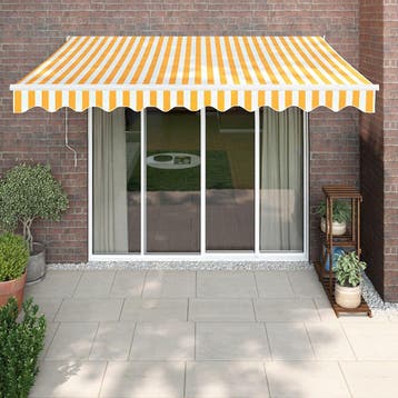 vidaXL Luifel uittrekbaar 3,5x2,5 m stof en aluminium geel, Verzenden, Nieuw