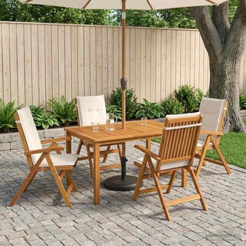 vidaXL 5-delige tuin eetset Naturel Massief Acaciahout, Verzenden, Nieuw