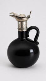 Kruik - soufflé - Glas en verzilverd metaal, Antiek en Kunst