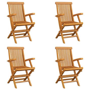 vidaXL Tuinstoelen 4 st inklapbaar massief teakhout, Tuin en Terras, Tuinstoelen, Verzenden, Nieuw, Teakhout