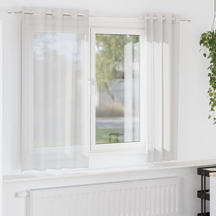 vidaXL Gordijnen voile met doorvoertules 2 st wit, Huis en Inrichting, Stoffering | Gordijnen en Lamellen, Wit, Nieuw, Verzenden