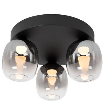 Grijze plafonnière rookglas, Tamino, 5,6W, 3000K LED, Ophalen of Verzenden, Nieuw, Glas