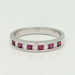 Ring - 18 karaat Witgoud Robijn - Diamant, Sieraden, Tassen en Uiterlijk, Ringen, Nieuw