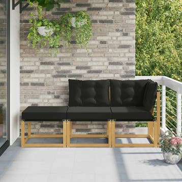 vidaXL 3 st Sectie Sofa Eenheden Massief acaciahout en, Verzenden, Nieuw, 3 zitplaatsen