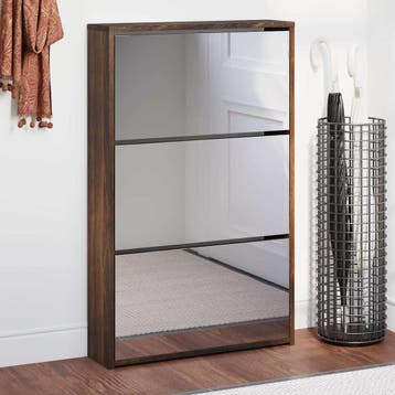 vidaXL Schoenenkast met spiegel 3-laags 63x17x102,5 cm, Verzenden, Nieuw