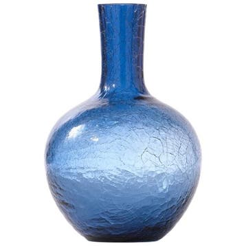 Polspotten Gecraqueleerde Glazen Bolvaas S, Ophalen of Verzenden, Gebruikt, Blauw, Glas