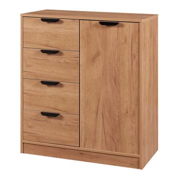 Commode Varkaus ladekast mdf met 4 lades 1 deur 90x80x40 cm, Verzenden, Nieuw