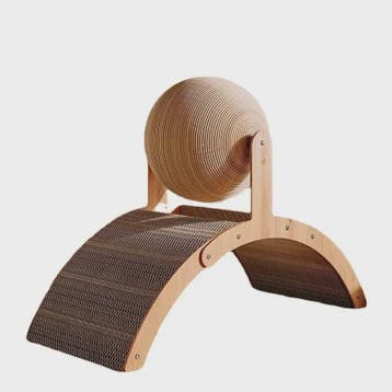 2-in-1 Kattenkrabbal met Houten Structuur en Sisal Krabplank, Verzenden, Nieuw