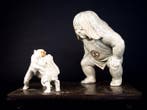 Zeldzame Japanse Kintaro-figuur met dierlijk sumo – Apen- en
