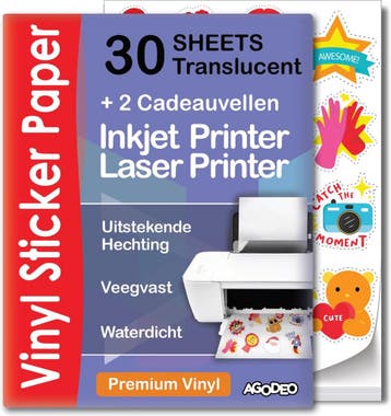 30 Translucent (Semi-Transparant) Stickervellen A4 Printer, Computers en Software, Ophalen of Verzenden, Zo goed als nieuw, AgoDeo