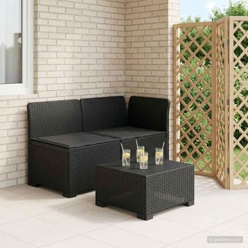vidaXL Tweedelige Tuinbank met Kussens Rattan Look PP, Verzenden, Nieuw