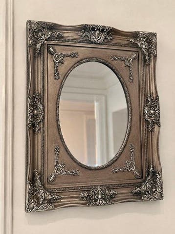 Spiegel- CLASSIC HOME DECOR. - Verzilverd, Glas, Hout -