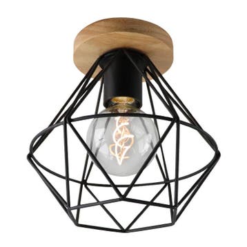 Industriële plafondlamp zwart, Jochem, Ophalen of Verzenden, Nieuw, Hout