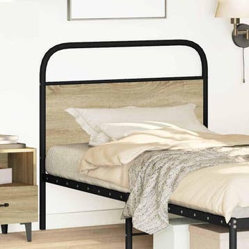 vidaXL Vervangend hoofdbord 90 cm staal en bewerkt hout, Verzenden, Nieuw, Bruin, Hout