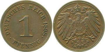 Duitsland 1 Pfennig 1898 G f prfr keine Umlaufspuren ! J 010, Verzenden