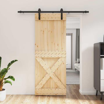 vidaXL Schuifdeur 80 x 210 cm Massief Grenenhout, Verzenden, Nieuw