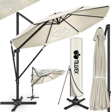 Zweefparasol - Tuinparasol - Parasol 330 cm - Met voet - Met, Verzenden, Zo goed als nieuw