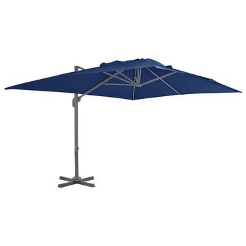 vidaXL Zweefparasol met aluminium paal 4x3 m azuurblauw, Verzenden, Nieuw, 3 tot 4 meter, Zweefparasol