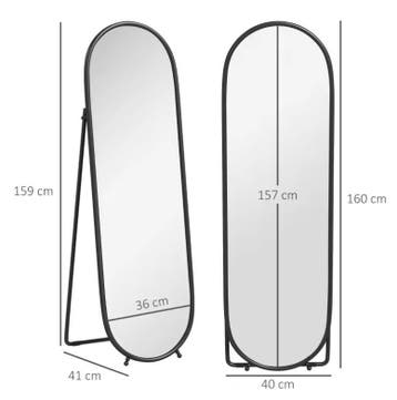 Ovale Staande Lichaamsspiegel 160×40 cm – Metalen Frame, Verzenden, Nieuw