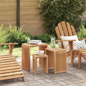 vidaXL Tuin Bijzettafel 3 st Bruin 33 x 44,5 x 51 cm Massief, Verzenden, Nieuw