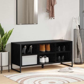 vidaXL Schoenenkast 100 x 35 x 44 cm Bewerkt hout Zwart, Verzenden, Nieuw