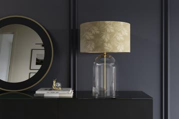 Tafellamp CLASSICO 55 cm lampenkap wit goudkleurig glas, Ophalen of Verzenden, Nieuw