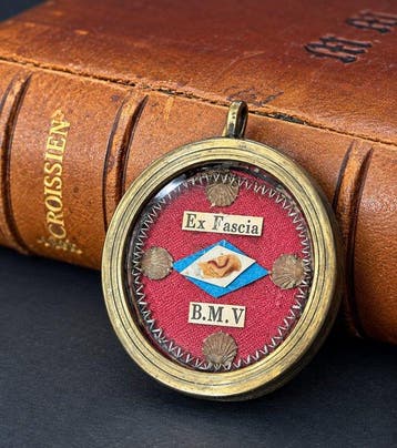 Reliekhouder - Legering, Glas, Textiel - 1850-1900 - Reliek