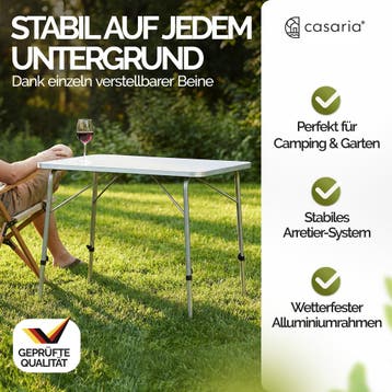 Tuintafel Zilver Aluminium 80x55x50-69cm opvouwbaar (Tafels), Verzenden, Nieuw