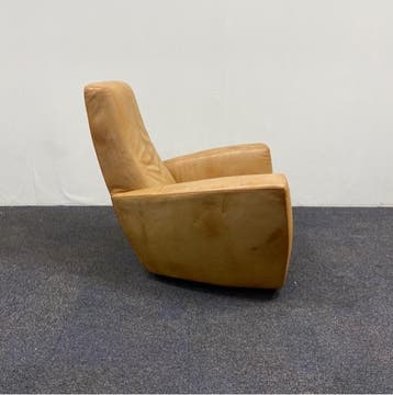 design Fauteuil Label Longa van Gerard van den Berg, beige, Ophalen of Verzenden, Gebruikt, Leer, Eén