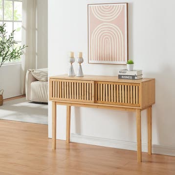 Consoletafel Ypäjä bamboe 110x39x80,5 cm naturel [en.casa], Verzenden, Nieuw
