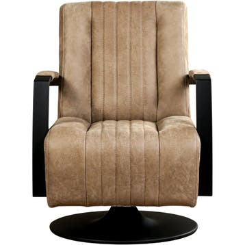 Leren draaifauteuil Galaxy - Kenia Taupe (taupe/bruin) -, Nieuw, Ophalen of Verzenden, 50 tot 75 cm, Industrieel, Modern