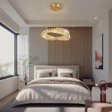 Gouden Kristallen Plafondlamp - Moderne LED Hanglamp voor Wo, Verzenden, Nieuw