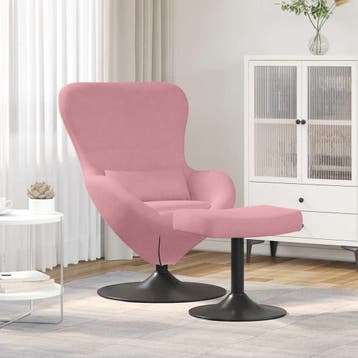vidaXL Egg Chair met Voetsteun Roze Fluweel, Huis en Inrichting, Fauteuils, Verzenden, Nieuw