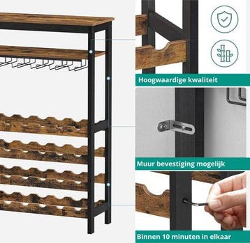 2dekans | Niceey – Wijnkast Met Glazenhouder –  Voor 24, Ophalen of Verzenden, Nieuw