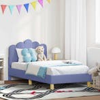 vidaXL Bedframe voor kinderen met hoofdbord Jeans Blauw 80 x, Verzenden, Nieuw, Blauw, Stof