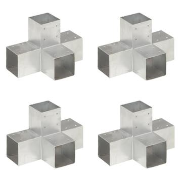 vidaXL Paalverbindingen 4 st X-vorm 91x91 mm gegalvaniseerd, Verzenden, Nieuw