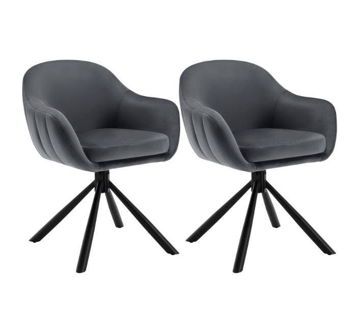 2 Ergonomische en Gestoffeerde Eetkamerstoelen Grijs Velvet, Huis en Inrichting, Stoelen, Twee, Grijs, Nieuw, Metaal, Stof, Verzenden